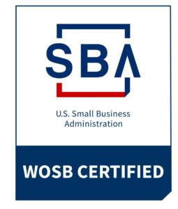 Logo of U.S. Small Business Administration with WOSB Certified text.