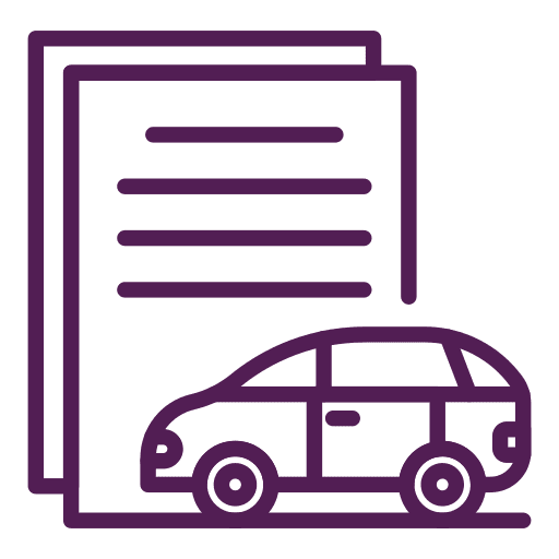 Icon of a car with documents behind it.