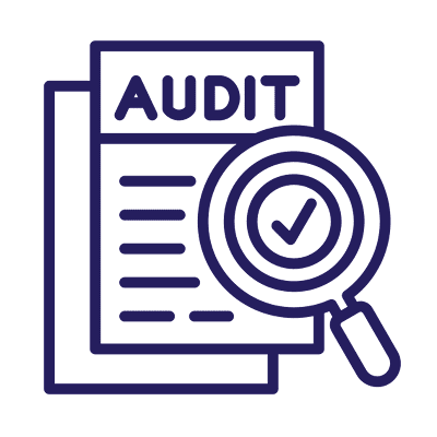 Audit document with magnifying glass icon