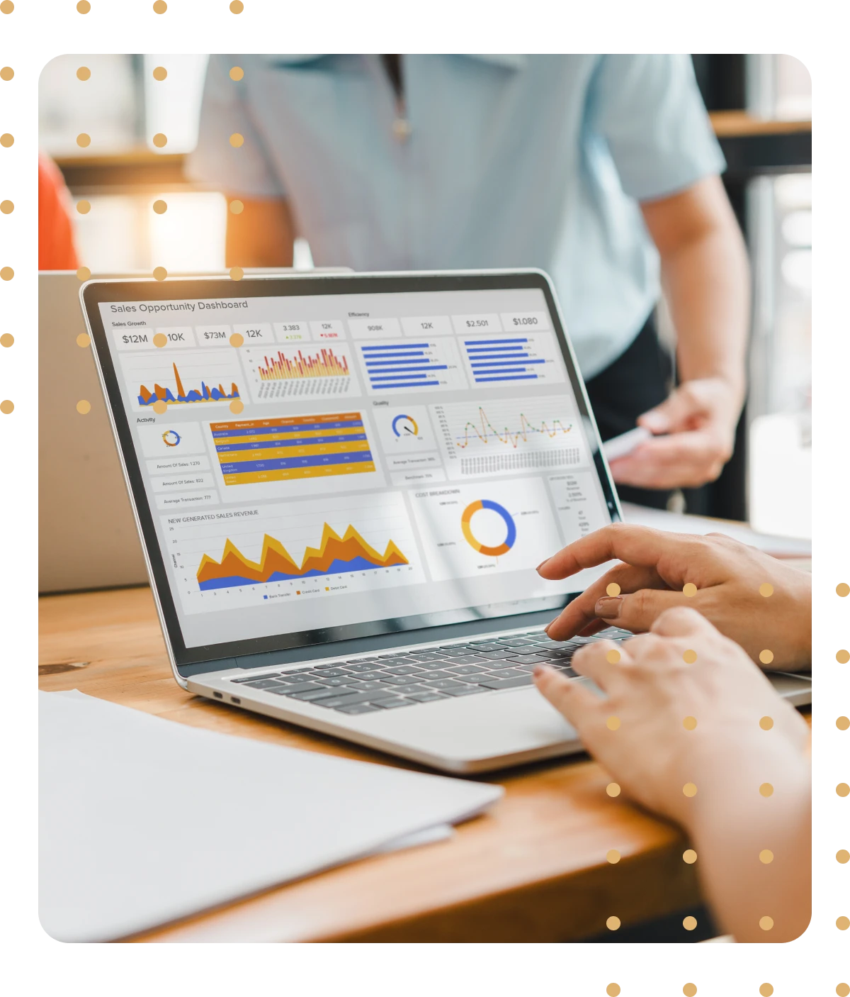 Business analytics on a computer monitor